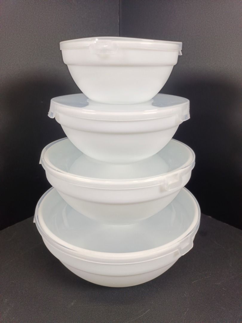 Premium Opal Bowl Set with Plastic Cover (4pcs) (Category: Dinnerware & Cutlery) located in Quezon City. Submitted by inter_active_megawares (Listing ID 1438767577, Image 2). Description: Premium Opal Bowl Set with Plastic Cover (4pcs) IAC-105 Price: P300.00 Weight: 1.35kg Box Measurements: 19.5x19x9cm Quantity: 4pcs Bowl Measurements: Small-10.5x5cm Medium-12.5x5.5cm Large: 15x6.7cm Extra Large: 18x7.8cm - made with high grade thick opal materia