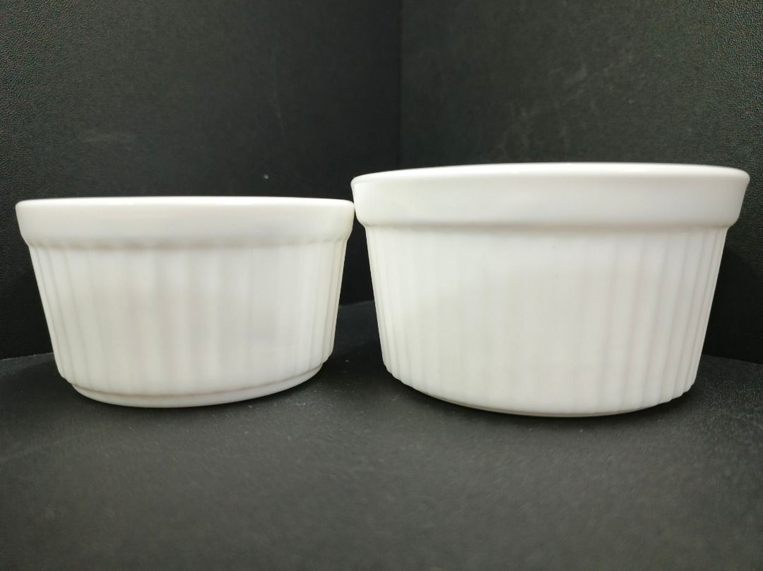 Premium Opal Ramekin Souffle Cup Bowl (Category: Bakeware) located in Quezon City. Submitted by inter_active_megawares (Listing ID 1438747996, Image 2). Description: Premium Opal Ramekin Souffle Cup Bowl IAC-205 - Small 3.5" Price: P45.00 Weight: 140g Diameter: 9cm / 3.5inches Height: 5cm IAC-206 - Big 4" Price: P55.00 Weight: 170g Diameter: 10cm / 4inches Height: 5.5cm - made with high grade thick opal materials - IF POSSIBLE: kindly message us 