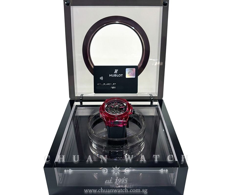 Pre-Owned Hublot Big Bang Unico Red Sapphire 45mm 411.jr.4901.rt (Limited Edition of 250 Pieces Only) (Category: Watches) located in Singapore. Submitted by chuanwatch (Listing ID 1438733033, Image 2). Description: Hublot Big Bang Unico Red Sapphire 45mm 411.JR.4901.RT (Limited Edition of 250 Pieces Only) REF : 411.JR.4901.RT *AVAILABLE Asking Price of SGD$36,850 (Negotiable, 2% Off via Cash / Bank Wire / PayNow) Condition : Pre-Owned in MINT Con