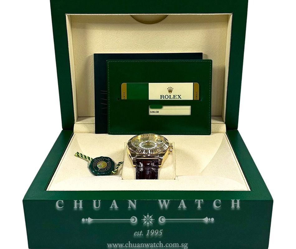 Pre-Owned Rolex Sky-Dweller Yellow Gold 42mm 326138 Silver Roman - Discontinued (Category: Watches) located in Singapore. Submitted by chuanwatch (Listing ID 1438793452, Image 2). Description: Rolex Sky-Dweller Yellow Gold 42mm 326138 Silver Roman - Discontinued REF : 326138-0003 *AVAILABLE Asking Price of SGD$33,850 (Negotiable, 2% Off via Cash / Bank Wire / PayNow) Condition : Pre-Owned in Near-MINT Condition Alpha-Numerical Series (Circa 2015)