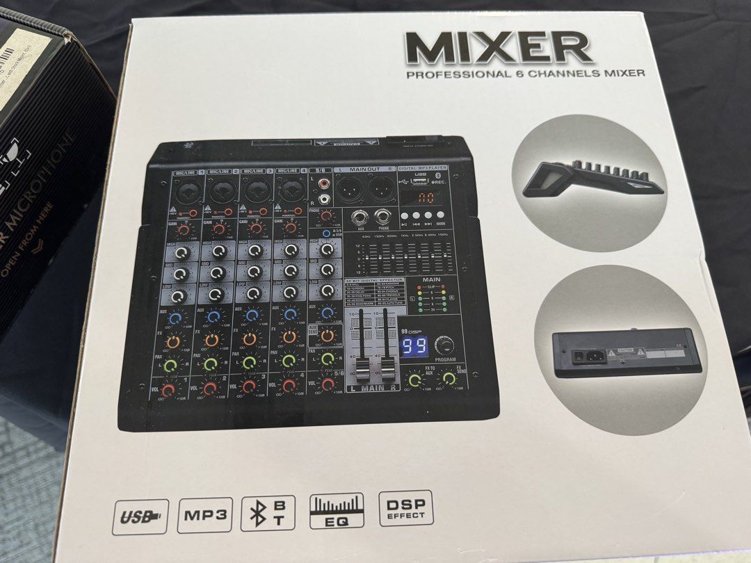 Professional 6 Channel Mixer & Studio Condenser Microphone, Audio ...