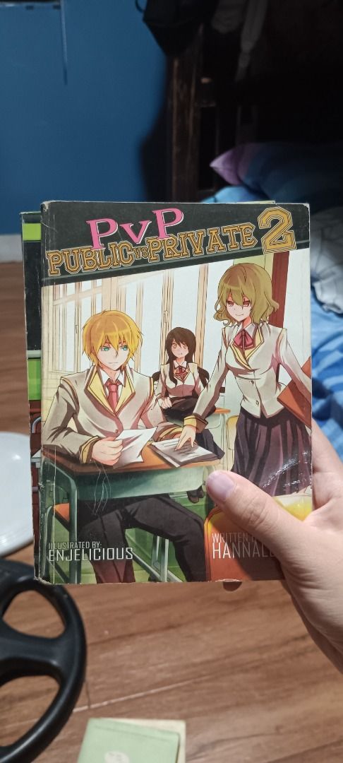 PvP Public vs Private Manga (Bundle) (Category: Comics & Manga) located in Quezon City. Submitted by piptea (Listing ID 1438740633, Image 2). Description: - PvP Public vs Private manga books - Written by Hannalove, cover illustrated by Enjelicious - includes book 1 and book 2 - a bit dusty, has some small creases on the cover.