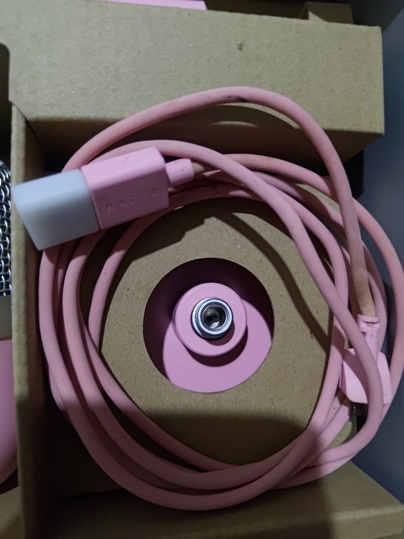 Razer Seiren Mini USB Microphone - Pink (Category: Microphones) located in Manila. Submitted by ayasellss85933 (Listing ID 1438826572, Image 3). Description: - Razer Seiren Mini USB microphone (Pink) - Includes microphone, pink USB cable, and original packaging - Silver mesh head with pink body - Designed for streaming and recording - Used for about 1-2 years estimate, then changed to a different microphone more suitable for broadcasting. - Comes