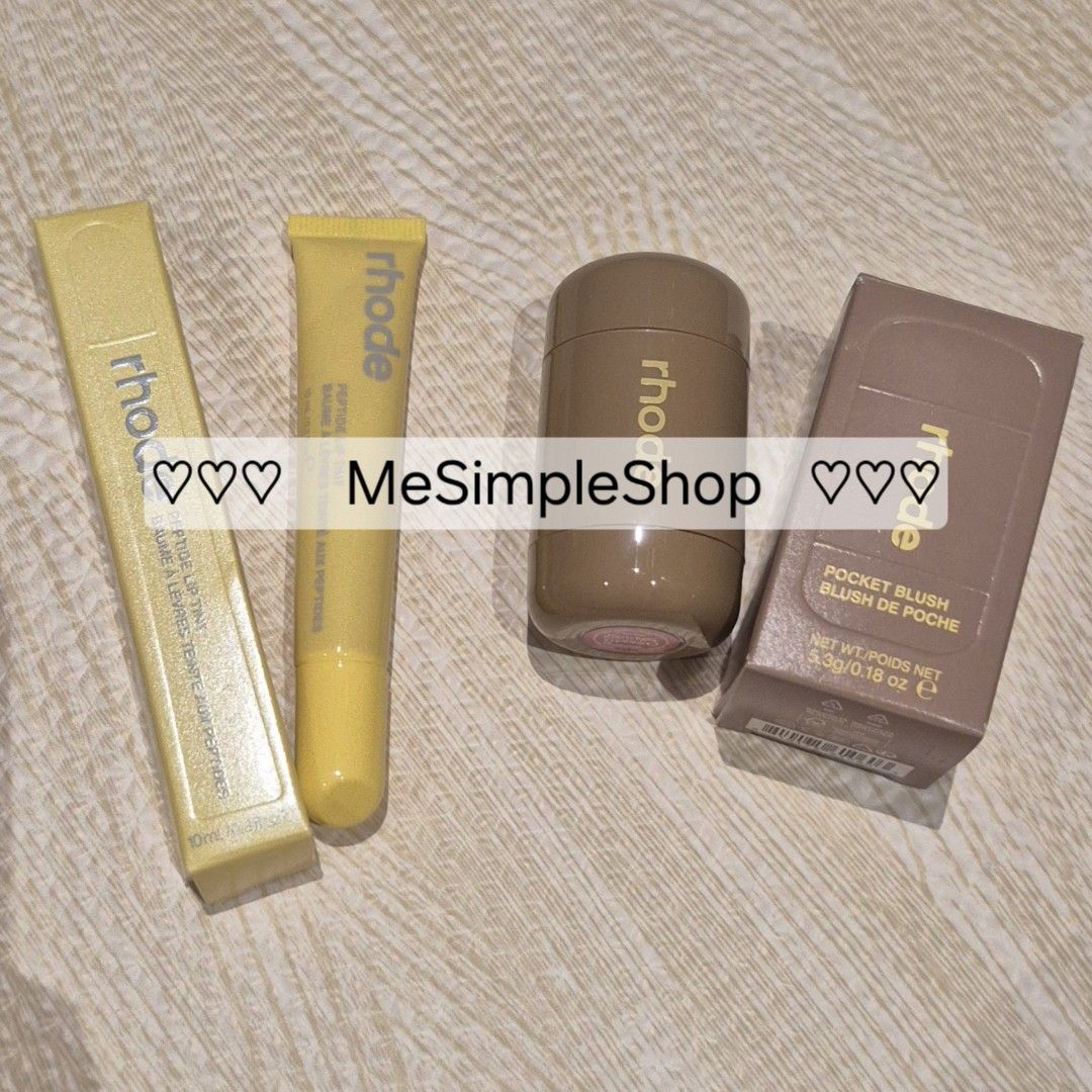 Rhode Peptide Lip Treatment & Pocket Blush (Category: Makeup) located in Taguig. Submitted by mesimpleshop (Listing ID 1438864520, Image 2). Description: 100% Authentic and Brand New Imported from USA 🇺🇸 Sold Individually - Pocket Blush: P1950 - Available shades: Sprinkle, Tan Line - Rhode Peptide Lip Treatment: P1600 Cinnamon Roll, Raspberry Jelly, Salty Tan, Jelly Bean, Lemontini, Strawberry Glaze Please only ask for proof of authenticity if 