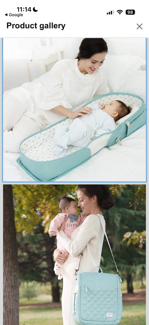 Seednur Baby Bag with changing pad (Category: Babies & Kids Fashion) located in Makati City. Submitted by inezlebron (Listing ID 1438849307, Image 1). Description: - Mint green Seednur baby bag - Quilted front design - Detachable shoulder strap - Polka dot interior - Includes padded insert - Ideal for baby travel -very spacious.