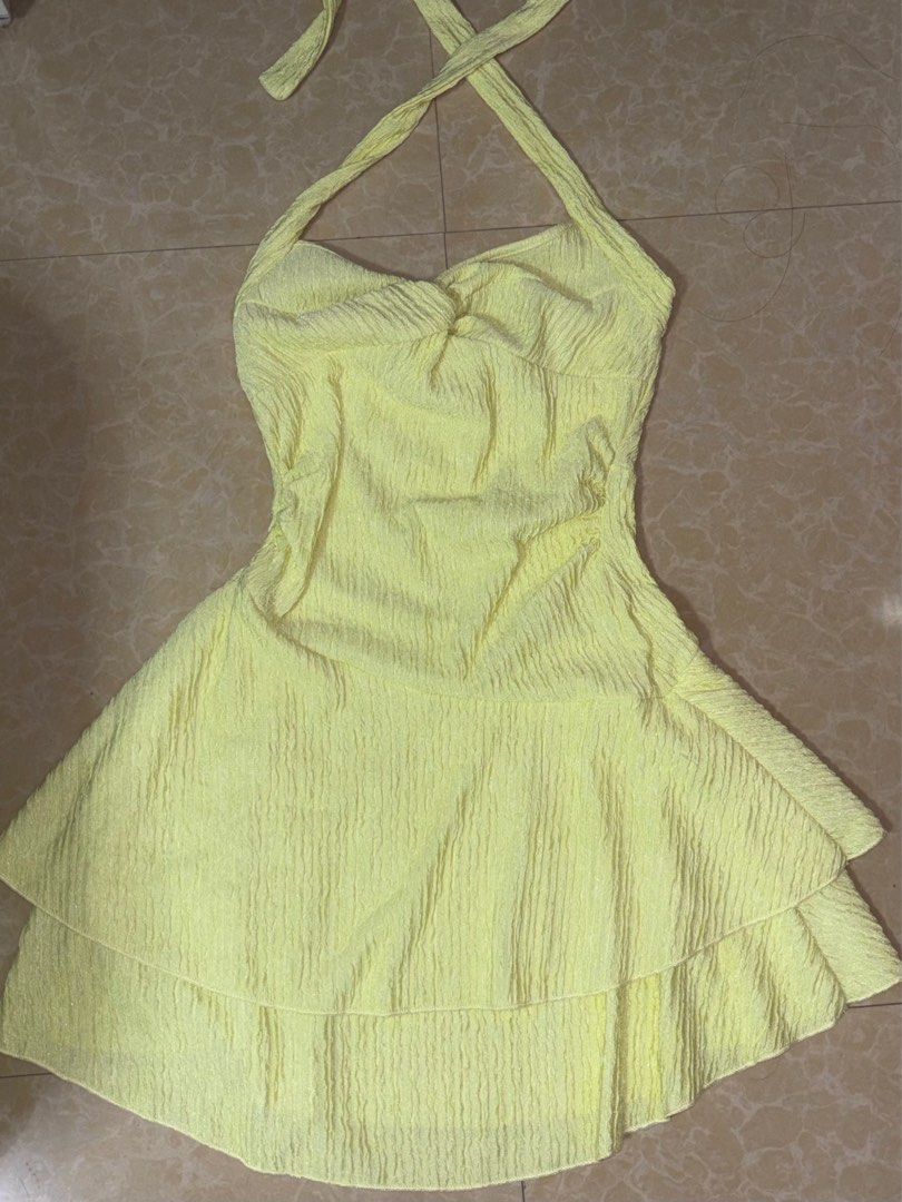 SHEIN Pastel yellow mini dress (Category: Dresses) located in Manila. Submitted by shk_20 (Listing ID 1438795610, Image 1). Description: RFS : Decluttering MOP : GCASH SHIPPING : J&T .