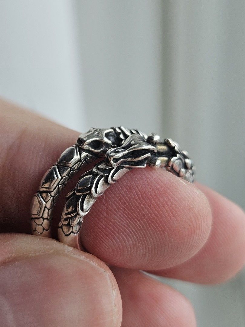 Stackable Silver Rings - Bloody Mary Japan - Size 7.25 (Category: Luxury Accessories) located in Makati City. Submitted by JoleTea (Listing ID 1438494116, Image 2). Description: Two sterling silver rings by Bloody Mary. They are from the Kai collection. The Dragon ring has 3 blue sapphires The Snake Ouroboros ring has 3 black diamonds They are a couple of my favorite rings. Intricate details are inspired by mythology. The jewels give them a subtl