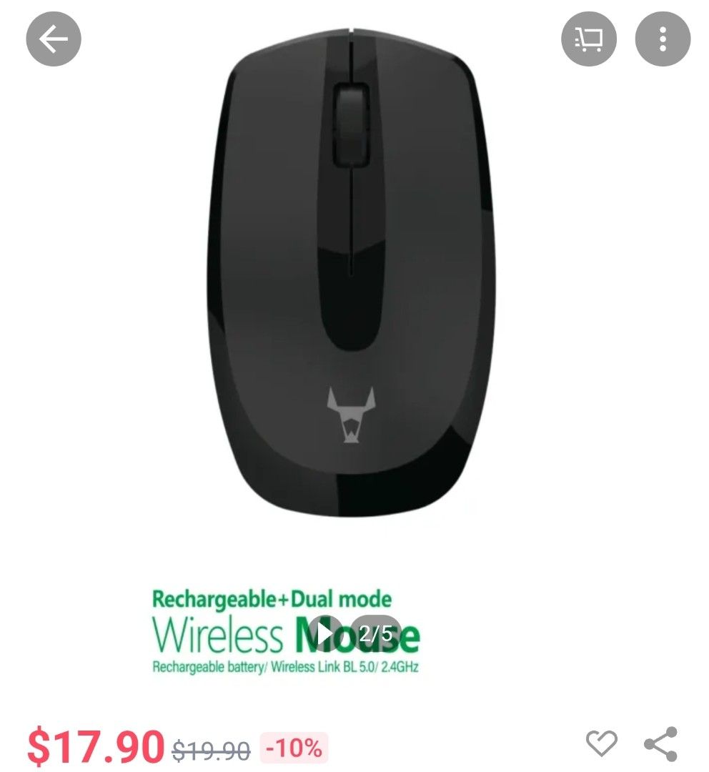 Taurus wireless mouse, rechargeable and dual mode458829105821143042