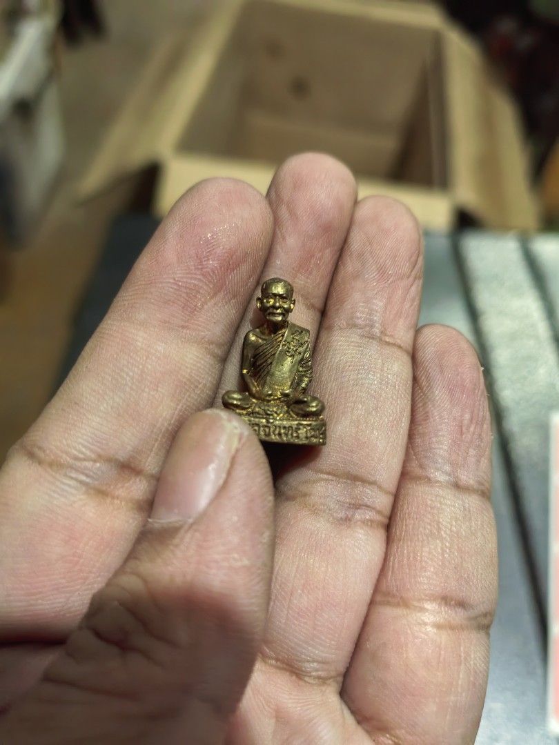 Thai Amulet - Luang Phor Tuad Statue Metal (Category: Religious Items) located in Cebu City. Submitted by dudes_villanueva (Listing ID 1438717295, Image 3). Description: Thai Amulet - Luang Phor Tuad Statue Metal - Made in Thailand Like New 📌 A widely revered monk in Thailand often associated with protection from danger. 📌 The text on the box lid indicates it is from Wat Chang Hai, a prominent temple known for producing authentic Luang Phor Tua