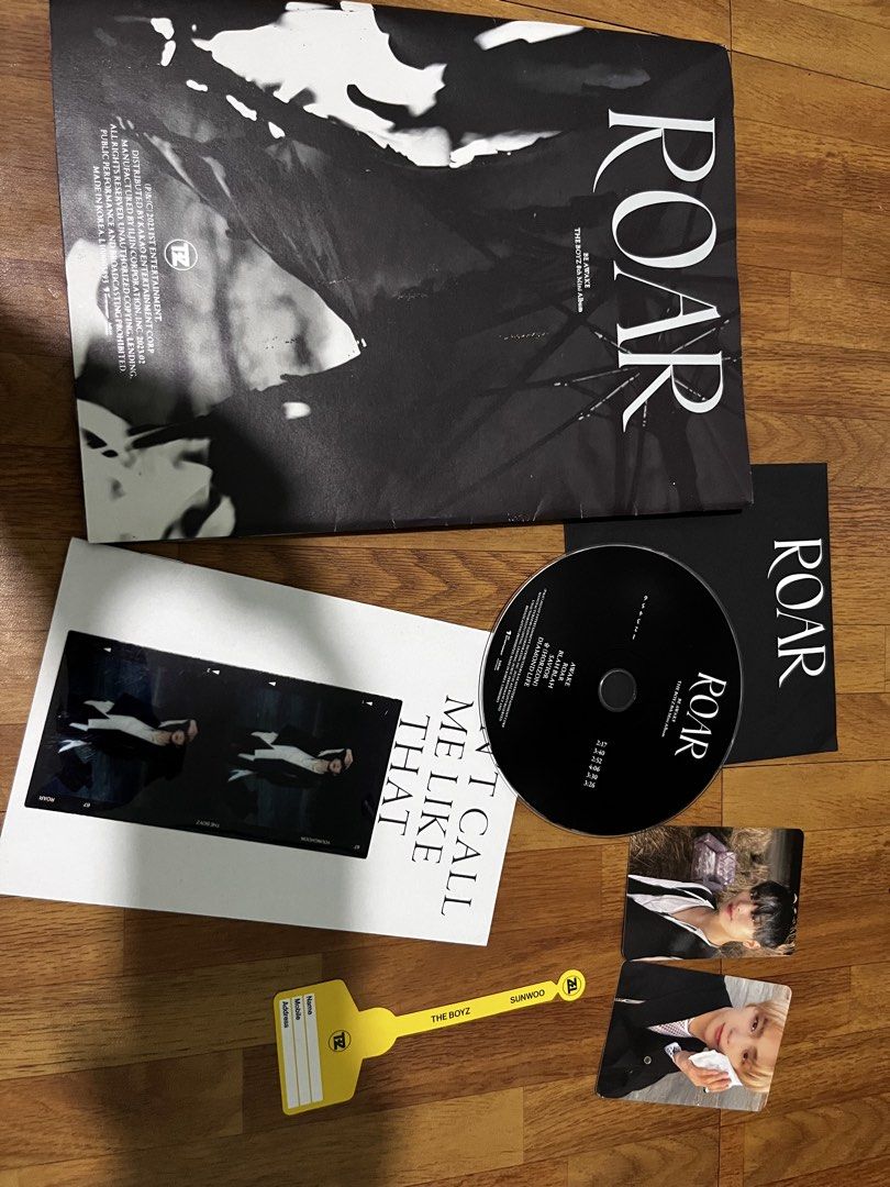 The Boyz ROAR album (complete inclus) (Category: CDs & DVDs) located in Cainta. Submitted by achelovs_ (Listing ID 1438757976, Image 1). Description: Wts lfb: The Boyz ROAR album - Be Awake - Complete inclus, with RPC - Feel free to message for more pics/vids Rfs: Babies need a new home na and I need funds din for a new laptop💗🥲.
