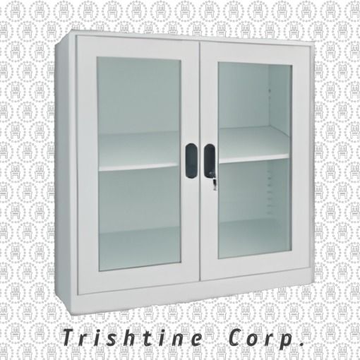 TSCAB-009A | Half Cupboard Glass Swing Door (Category: Shelves, Cabinets & Racks) located in Caloocan City. Submitted by trishtine_jim9 (Listing ID 1438748124, Image 2). Description: - White cabinet from Trishtine Corp. - Features two glass doors. - Includes a handle and lock. - Comes with an interior shelf. - Made of metal. - Ideal for various storage purposes. DISCLAIMER: Price is for Posting Purposes Only.