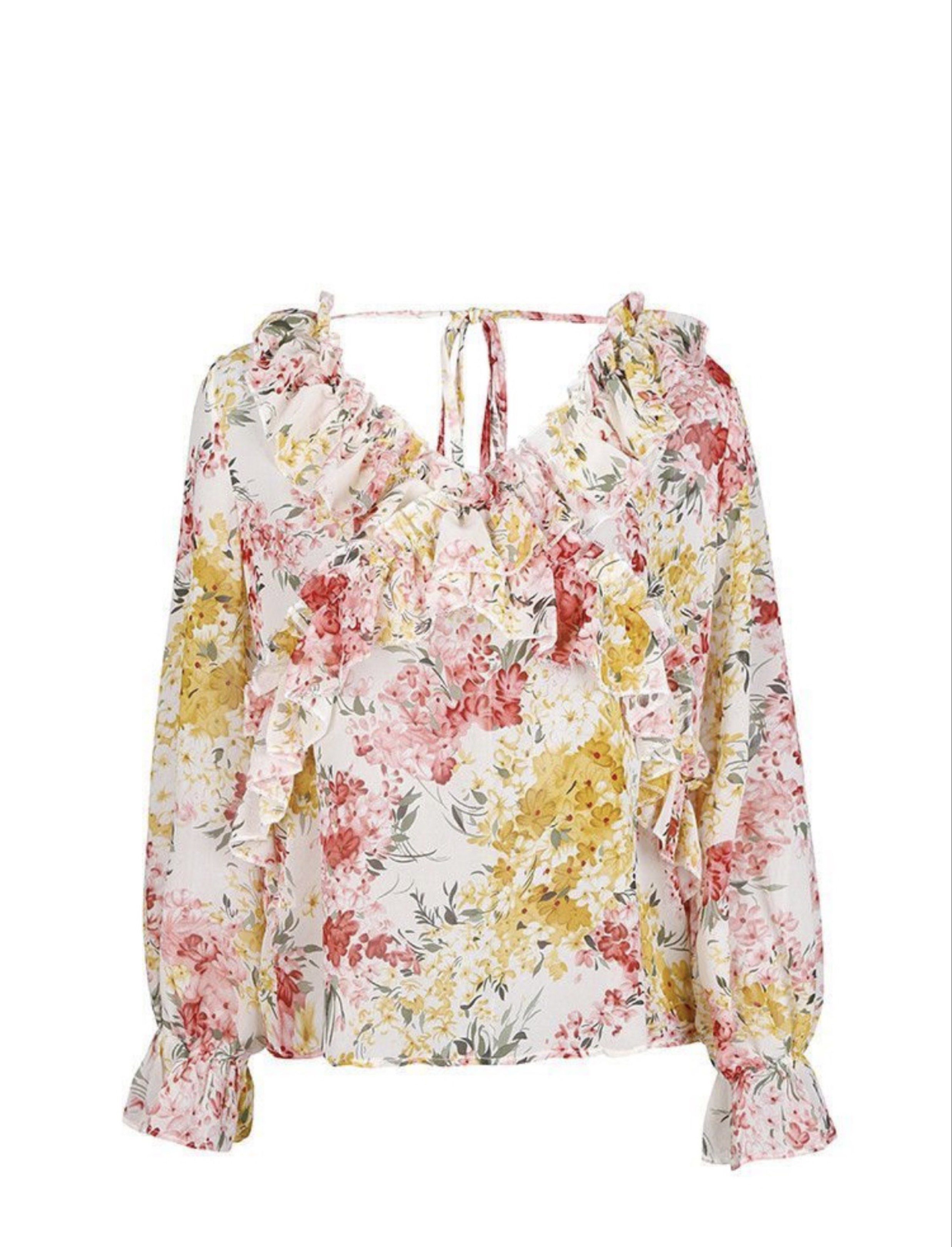 Vintage backless long sleeves (Category: Blouses) located in Taytay. Submitted by oreomatcha (Listing ID 1424381466, Image 1). Description: Vintage backless long sleeves ruffle top perfect for a night out and summer vibes Mamma mia vibe.