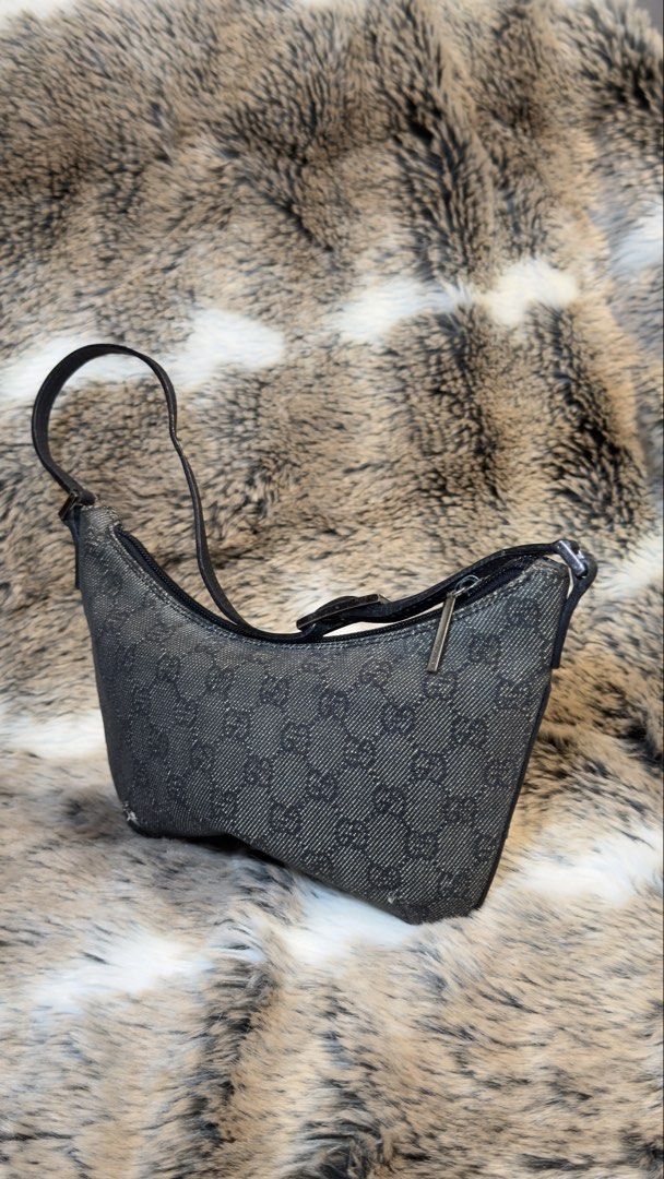 Vintage Gucci GG Monogram hobo Canvas (Category: Luxury Bags & Wallets) located in Manila. Submitted by wisetree.71201a (Listing ID 1438801067, Image 2). Description: —Vintage Gucci Monogram hobo Canvas in Denim. —comes with its own original gg dustbag 🎀Very chic vintage looking hobo bag. 📌 💯 authentic! 💌Limit your expectations 💌Color may vary due to lighting .