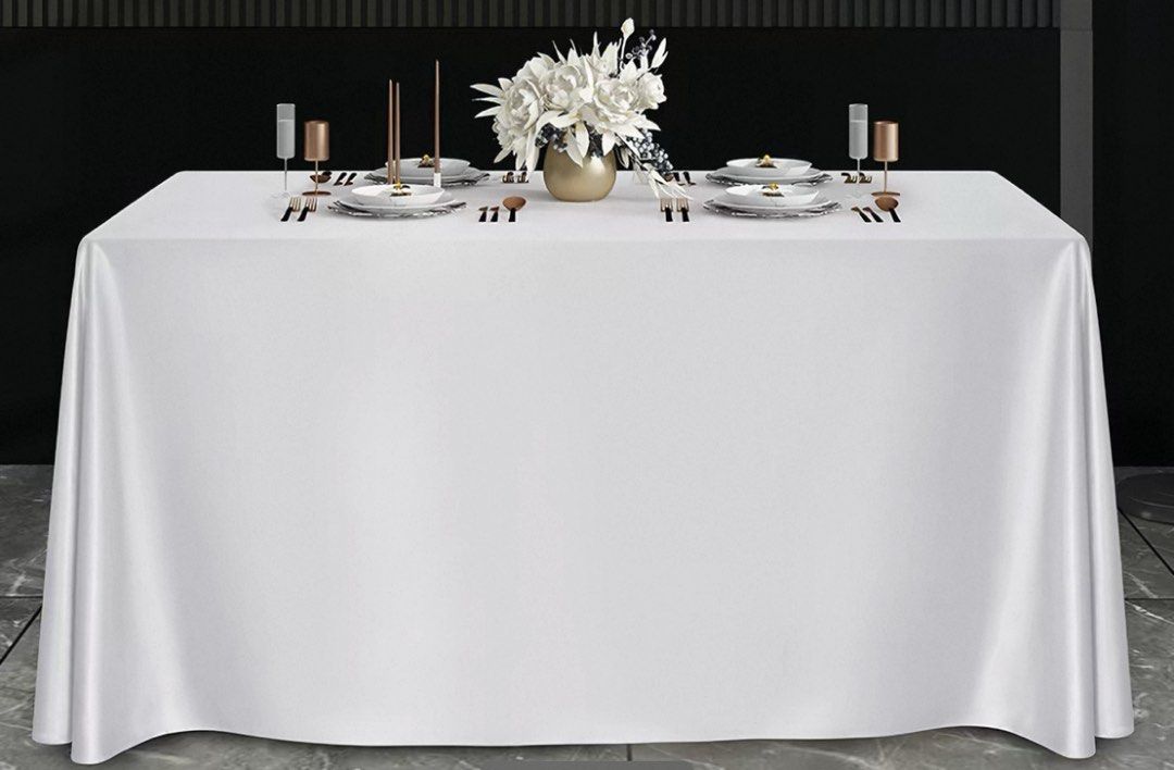 White Satin Tablecloth - Elegant Dining458303828394649600