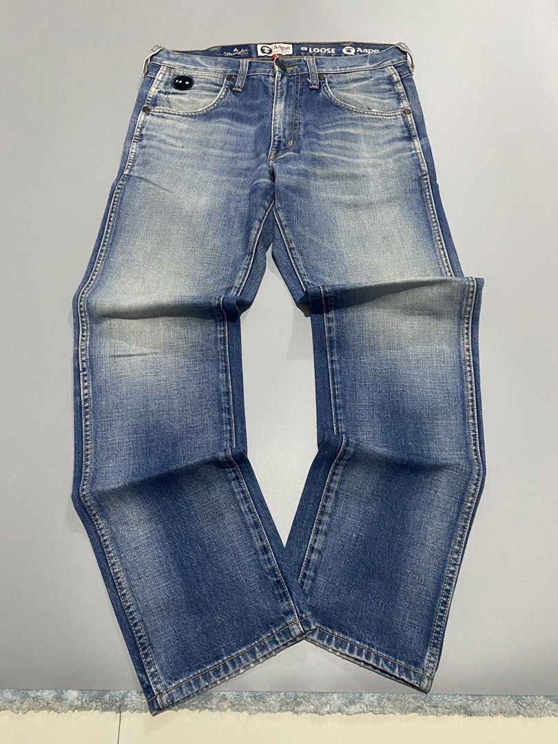 AAPE x WRANGLER - DENIM PANTS (Category: Jeans) located in Naga. Submitted by junked_garments (Listing ID 1435571232, Image 2). Description: AAPE x WRANGLER - DENIM PANTS 9/10 CONDITION NO ISSUE MEASUREMENTS: WAIST: 31” LENGTH: 38” HEM: 7” DM ME TO PURCHASE!.