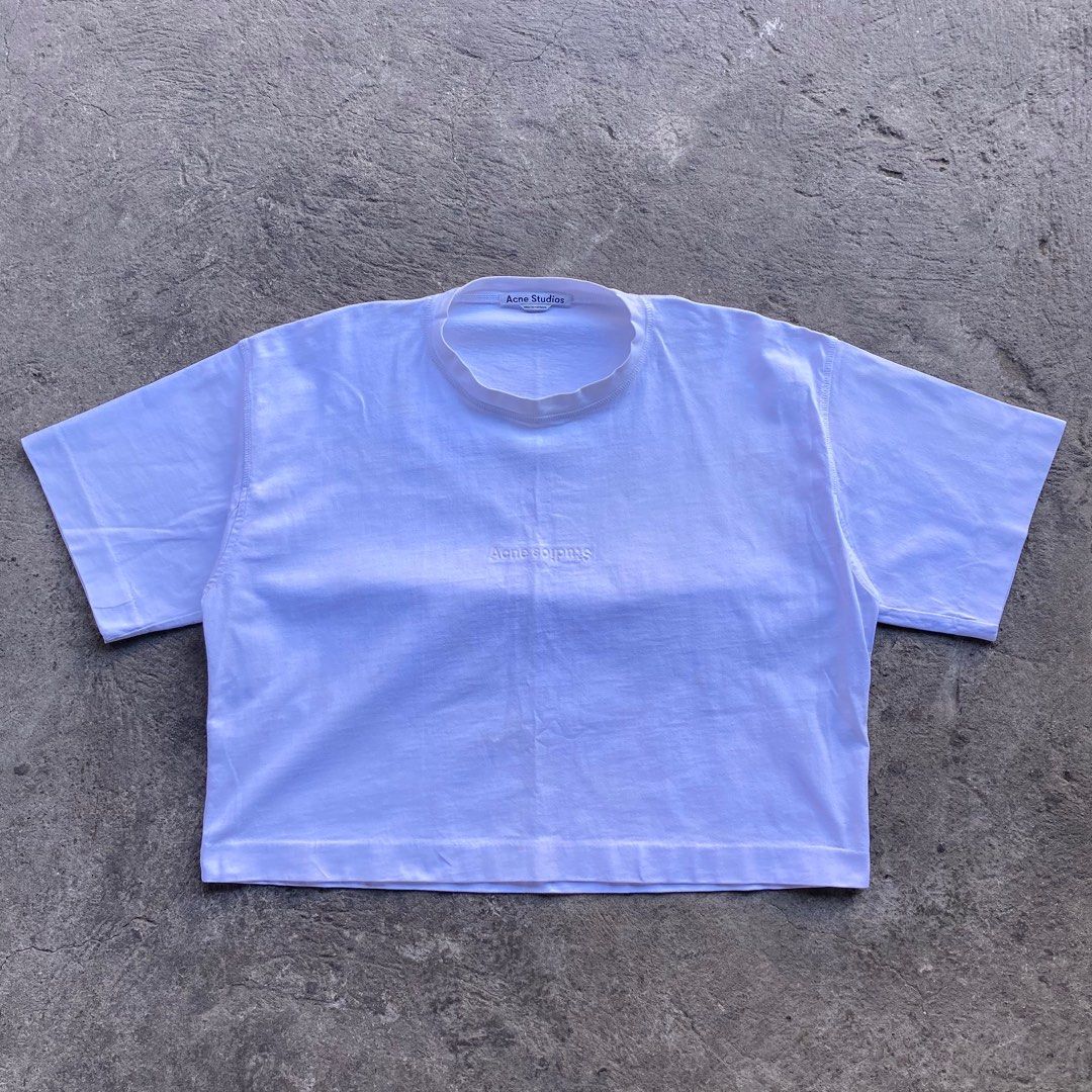 Acne Studios Embossed Logo (Cropped) (Category: Shirts) located in Calamba. Submitted by thriftguide (Listing ID 1435634263, Image 1). Description: Acne Studios Embossed Logo (Cropped) Authentic Excellent Condition Size XS on tag, Fits Large Womens Width: 23” Length: 21”.