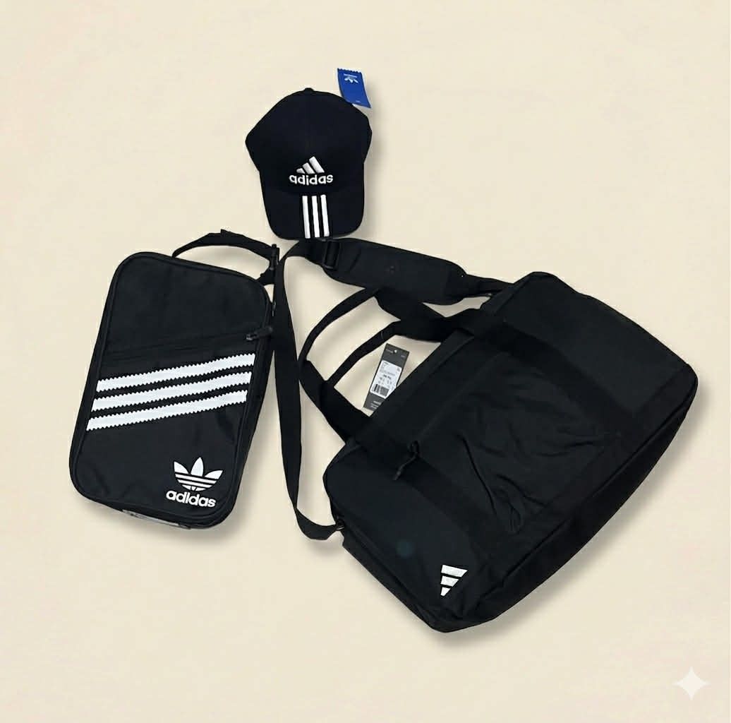 ADIDAS AS PACK (Category: Belt bags, Clutches and Pouches) located in Quezon City. Submitted by dimensionthirdee187 (Listing ID 1435675279, Image 1). Description: ADIDAS AS PACK 2000 only! All Brandnew! Sizes: Duffel bag - 43.25L Shoe bag - 12L Cap - OSFM Can do pickup or COD Tandang sora QC area Pm if interested..