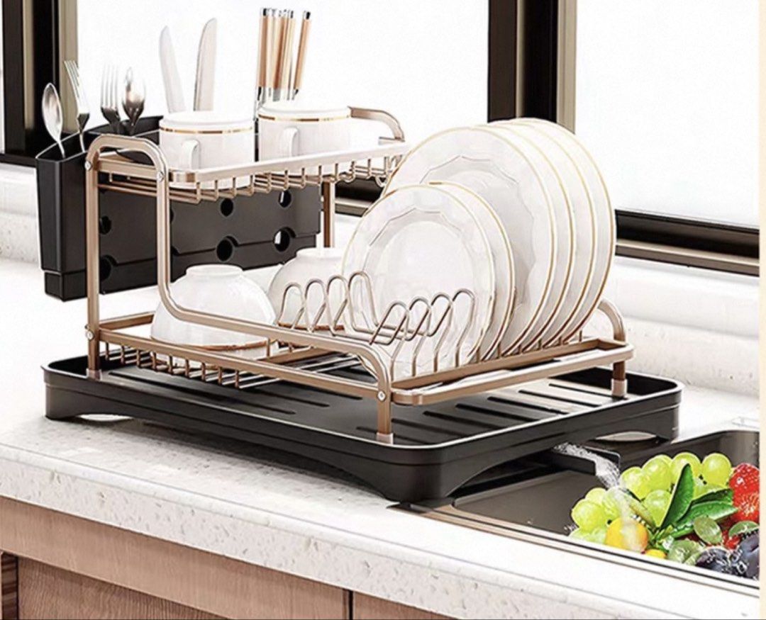 Aluminum Rose Gold Two Tier Dish Rack443321288890798082
