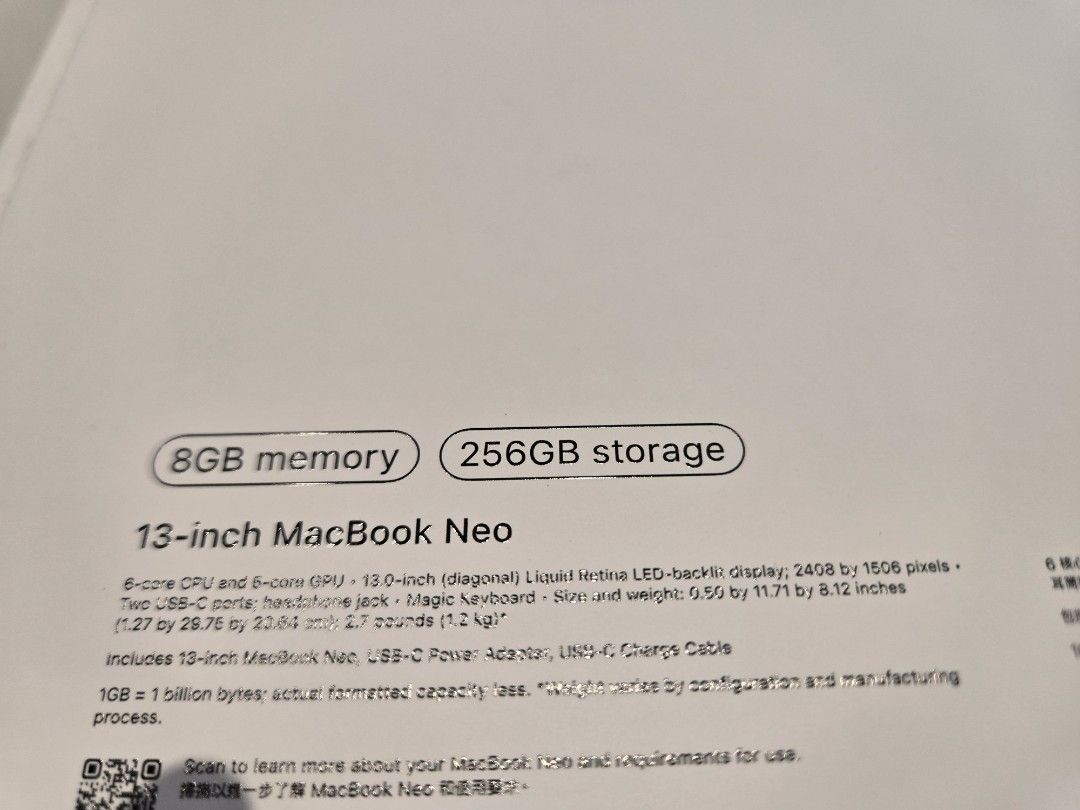 Apple 13-inch MacBook Neo - 8GB RAM, 256GB SSD