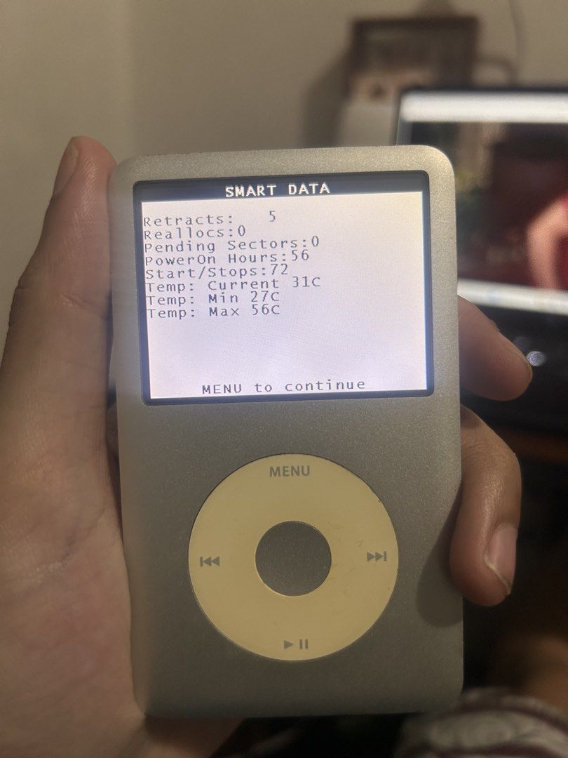 Apple iPod Classic 6th gen 160GB Thick (Category: Portable Music Players) located in Manila. Submitted by youngowl-335711 (Listing ID 1435552475, Image 3). Description: - Apple iPod Classic - 160GB storage - Silver - Click wheel navigation - Plays music, videos, and podcasts - Features menu and play/pause buttons 0 reallocs on hard drive.