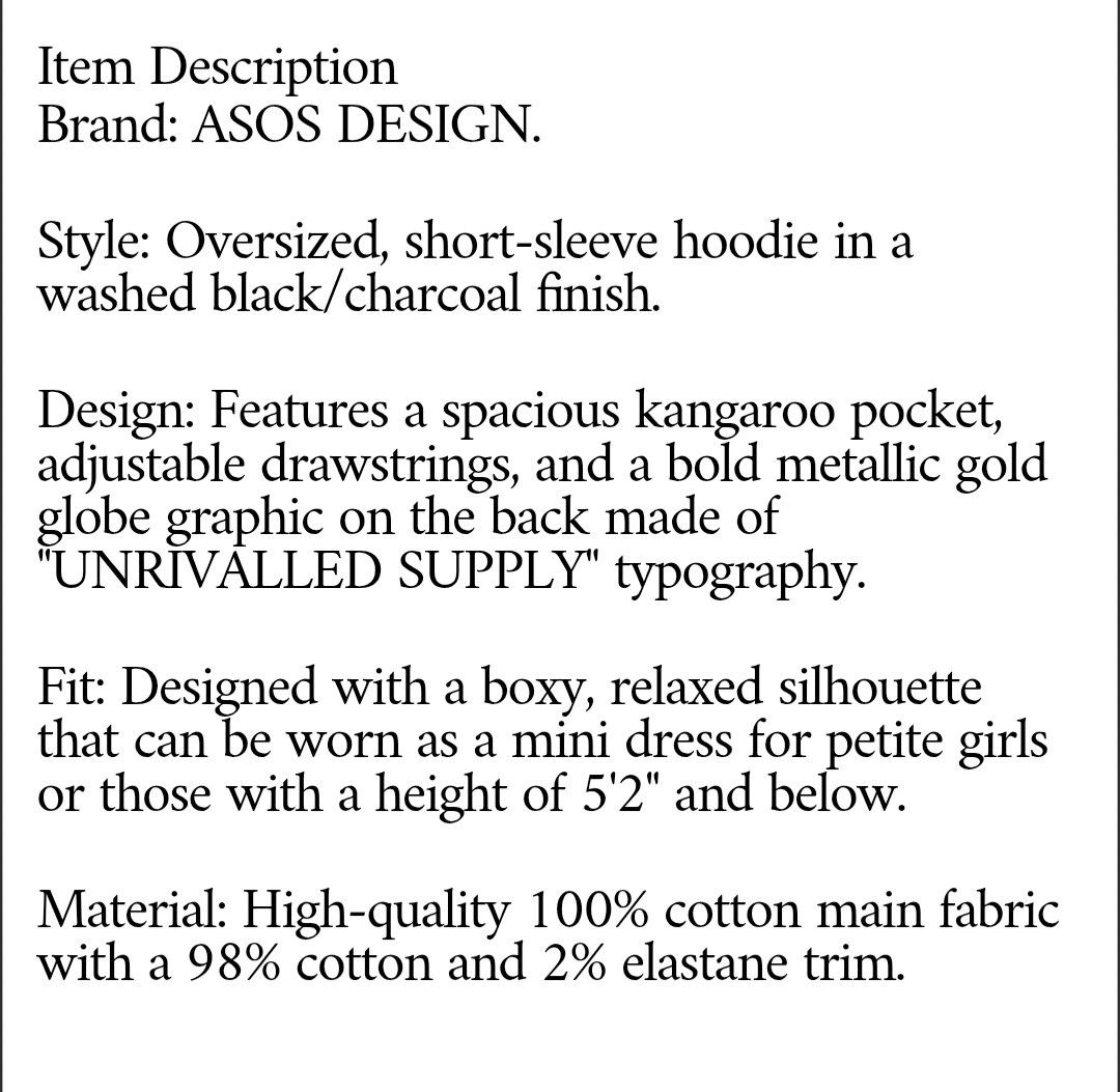 Asos Oversized, short-sleeve hoodie (Category: Coats, Jackets and Outerwear) located in Manila. Submitted by closetbyandy (Listing ID 1435529566, Image 3). Description: ✨please READ before making an inquiry and placing your order(s) to avoid misunderstanding 📍I will not entertain inquiries or orders from accounts with a history of negative reviews (buyer or seller). This policy protects both my shop's reputation and my experience as a seller. 📍