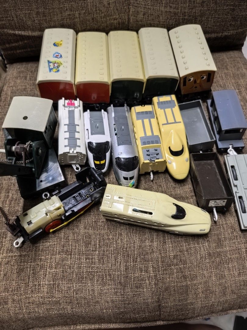 Assorted Toy Train Set 40each (Category: Vehicle & Diecast Models) located in Rizal. Submitted by gkstcenit (Listing ID 1435603533, Image 3). Description: Take all 18pcs 500pesos Assorted toy train collection. - Includes passenger cars and locomotives. - Features various colors and designs. - Includes a train car with a face. - Some models resemble Japanese bullet trains. - Ideal for children who enjoy playing with trains..