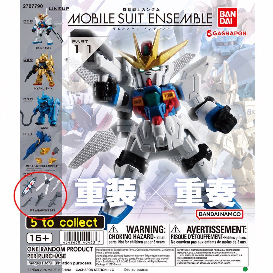 Bandai Mobile Suit Ensemble Part 11 MS Weapons Set (Category: Gundam & Model Kits) located in Pasig City. Submitted by dotestrada (Listing ID 1435671883, Image 2). Description: - Mobile Suit Ensemble Part 11 MS Weapons Set - From Bandai - Brand new, in original capsule - Includes various weapons - Single random purchase.