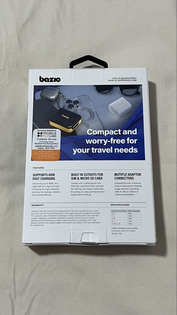 Bazic Loop 5-in-1 60W Retractable Cable Travel Kit443216893754757121