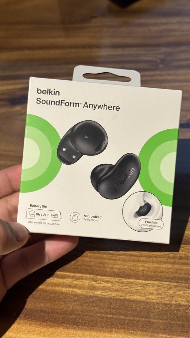 Belkin SoundForm Anywhere Wireless Earbuds - Black (Category: Earphones) located in Manila. Submitted by rockypeach (Listing ID 1435681086, Image 1). Description: - Belkin SoundForm Anywhere Wireless Earbuds - Color: Black - Battery Life: 6 hours playtime + 20 hours with charging case - Micro-sized design with flush fit - Features three EQ presets - Designed for all-day comfort with a semi in-ear fit - Includes charging case - USB-C charging cabl