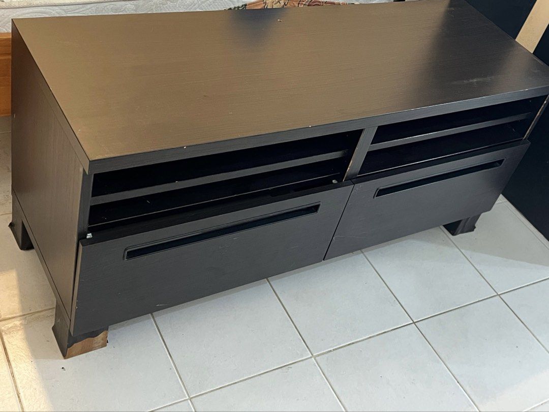 Black TV Console/Table with Drawers