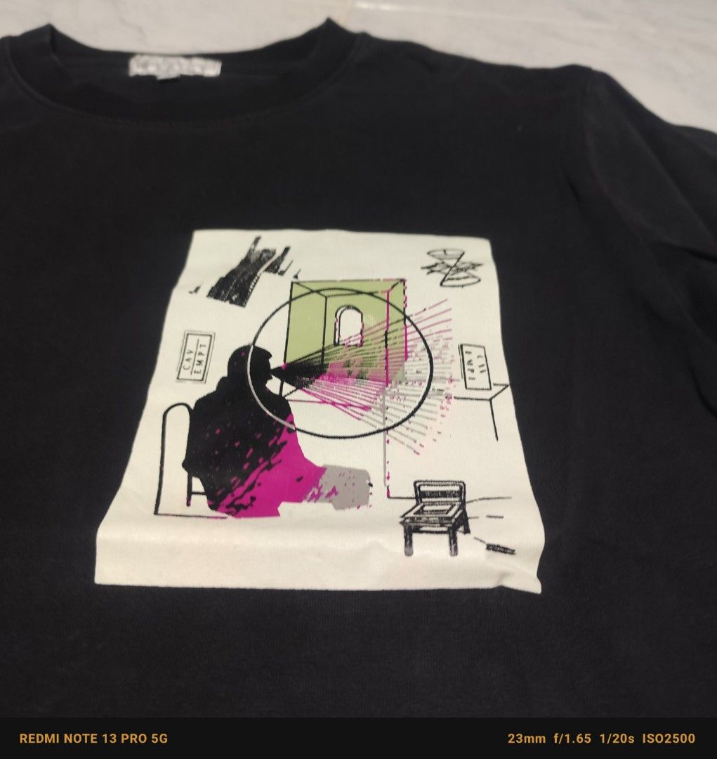 Cav Empt Graphic T-shirt Japan (Category: Tshirts & Polo Shirts ) located in Manila. Submitted by buyybustt (Listing ID 1435645985, Image 2). Description: - Black Cav Empt T-shirt - Graphic print on front and back - Crew neck and short sleeves - Back print includes text: "Founded on the illusion of an originality authenticity in need of restoration" and "PROVIDED BY CAV EMPT" - Made of 100% cotton.