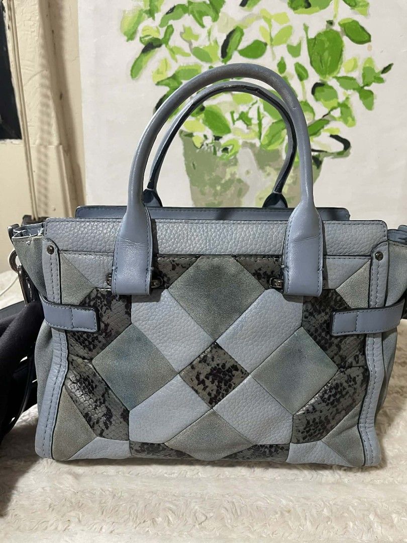 Coach Swagger Canyon Quilt Blue Patch work Two way bag Original (Category: Cross-body Bags) located in Naawan. Submitted by twillycalledprelovedbags (Listing ID 1435593444, Image 3). Description: issue: color transfer from own leather, sign of sa rubber lining and may konting flaws ykk zipper, with creed and etikita, snake skin material.