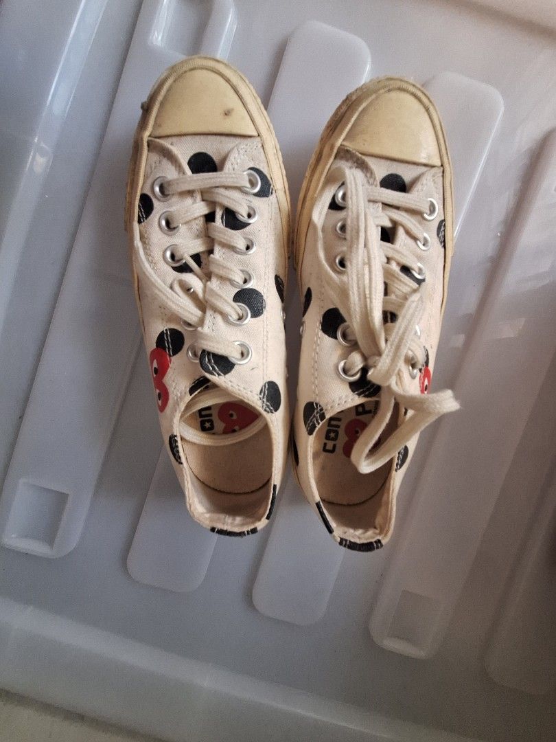 Converse Play Comme des Garcons Polka Dot (Category: Sneakers) located in Manila. Submitted by decluttering.princess (Listing ID 1435527383, Image 1). Description: original with box-- see photo for condition loc sta mesa manila .