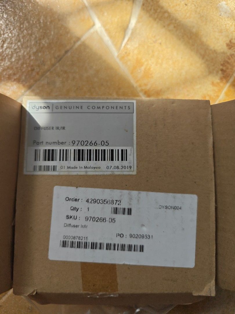 Dyson Diffuser - Genuine Component (Category: Air Purifiers & Dehumidifiers) located in Singapore. Submitted by smallfly13 (Listing ID 1435595639, Image 2). Description: - Brand new Dyson diffuser - Genuine Dyson component - Part number: 970266.05 - Comes in original packaging - Made in Malaysia - Perfect replacement - Ready to ship.