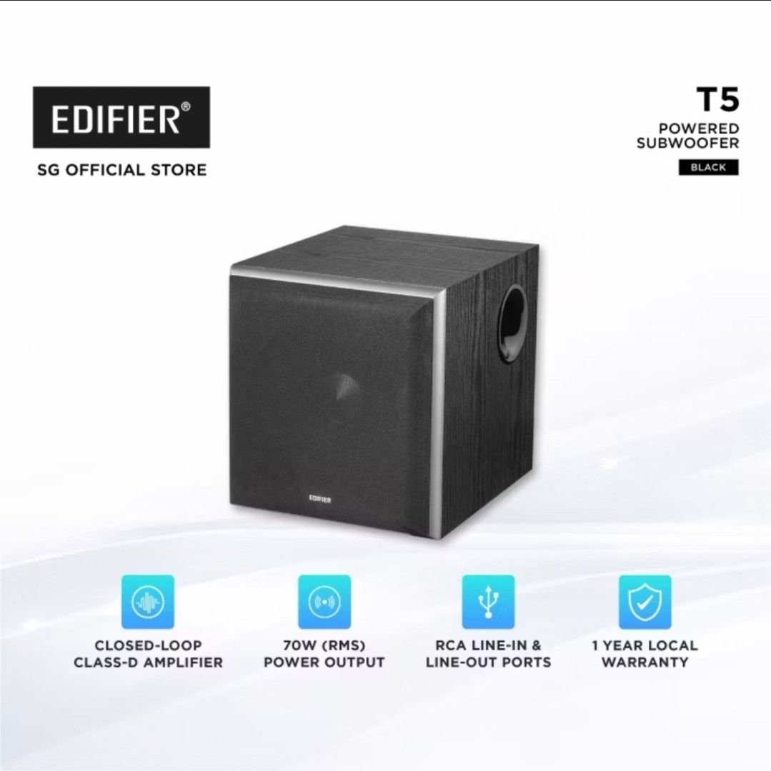 Edifier T5 Powered Subwoofer - Black447220102736783360
