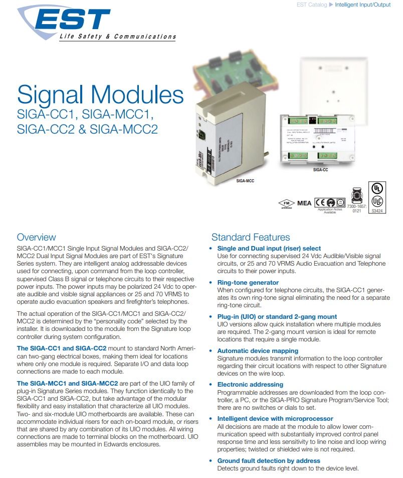 Edwards SIGA-CC1 Single Input Signal Module442906425971845122