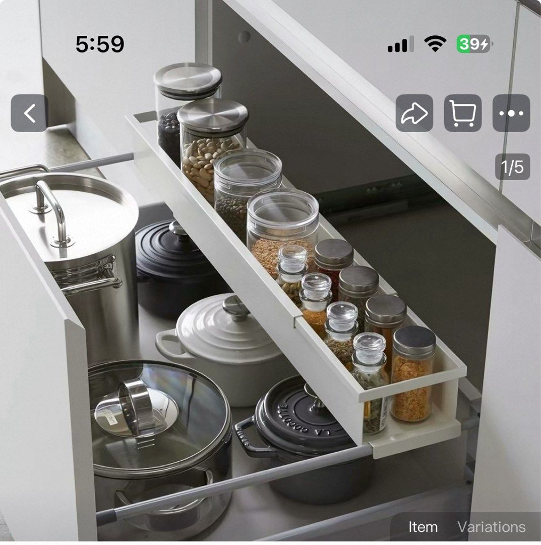 Extendable Kitchen Drawer Organizer - White