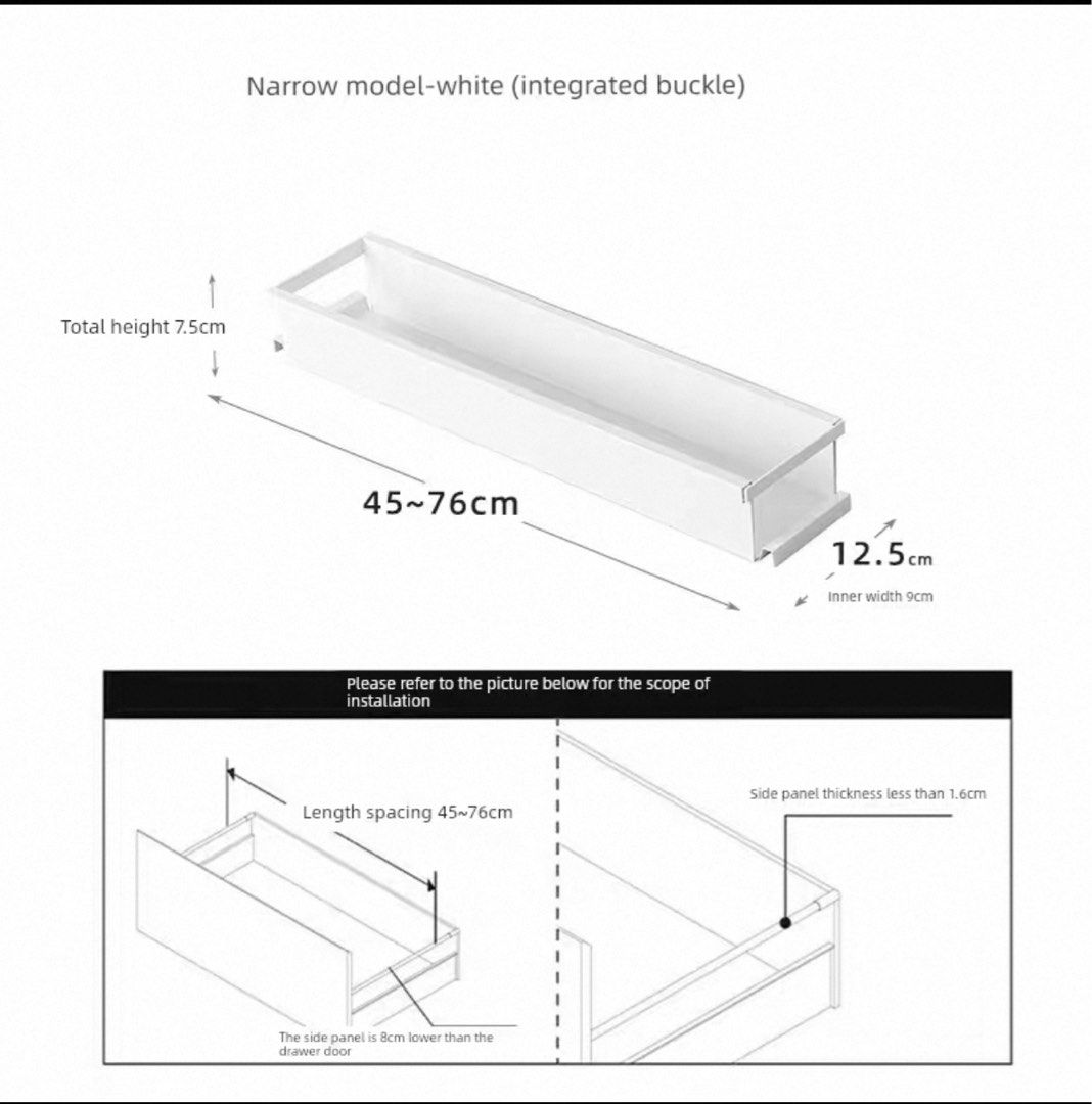 Extendable Kitchen Drawer Organizer - White443252111784038401