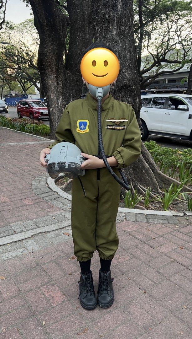 Fighter Jet Pilot Career Day Costume with boots (Category: Babies & Kids Fashion) located in Quezon City. Submitted by prettydollph (Listing ID 1435708140, Image 2). Description: -like new -used only once for career day -won best in costume -best fits 6-7 yrs old (Grade 1-2) but can fit younger tall or chubby kids -my son worn this when he was 8yo (turning 9) -accessories are included except for name patch and pilot pin (you can have them customi