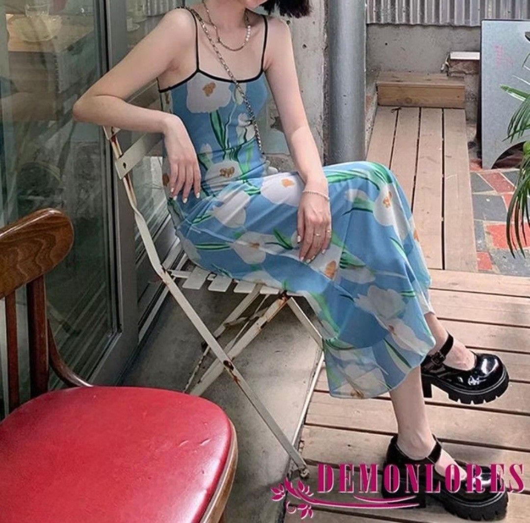 Floral Slip Dress (Category: Dresses) located in Legazpi City. Submitted by JevOLshoppe (Listing ID 1435178393, Image 2). Description: - Floral print slip dress - Light blue background - Spaghetti straps - Midi length - Lightweight fabric - Slight flare at hem - Perfect for warm weather add 50 for jnt shipping.