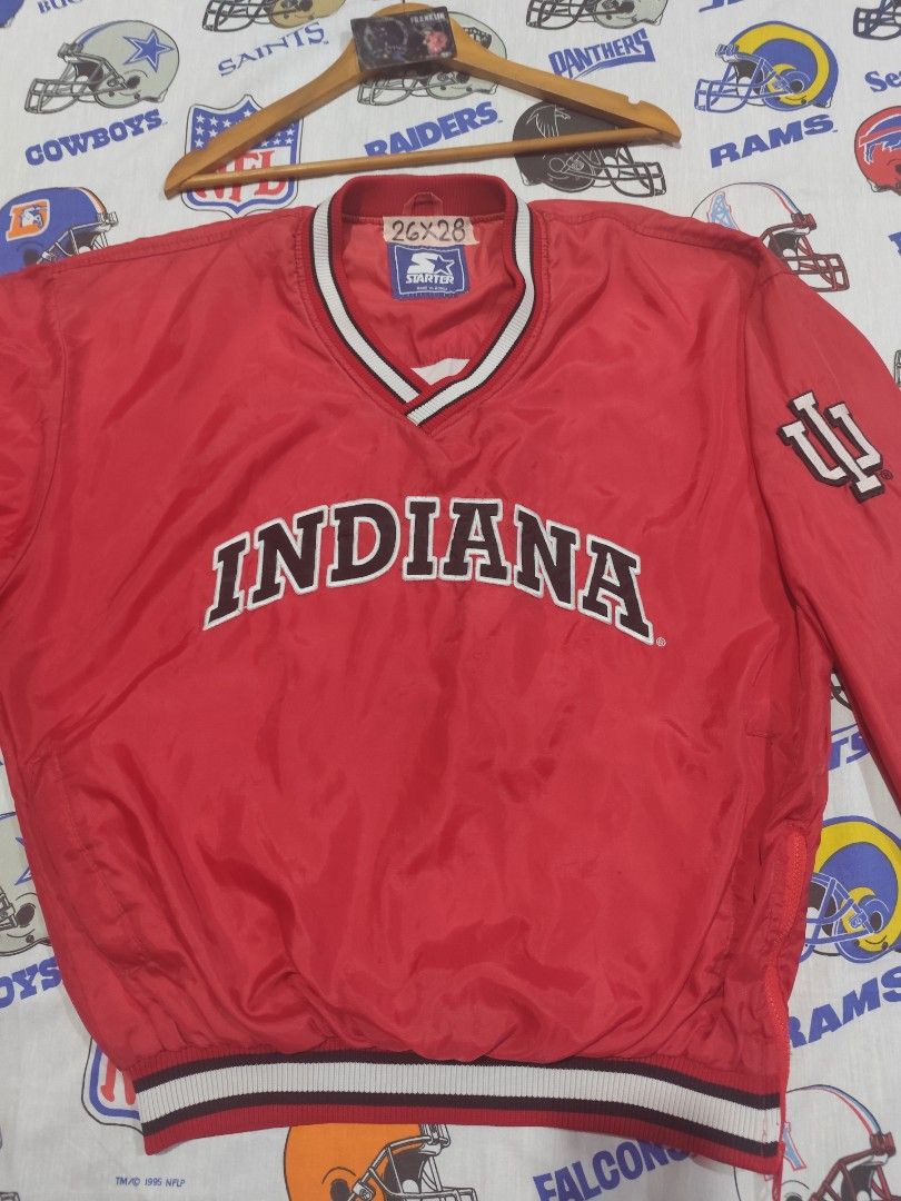 INDIANA HOOSIERS BY STARTER (Category: Coats, Jackets and Outerwear) located in Baguio. Submitted by FRANKLIN (Listing ID 1435630324, Image 2). Description: INDIANA HOOSIERS BY STARTER PULLOVER DIMES26x28 issue runs and light stain on pictures.