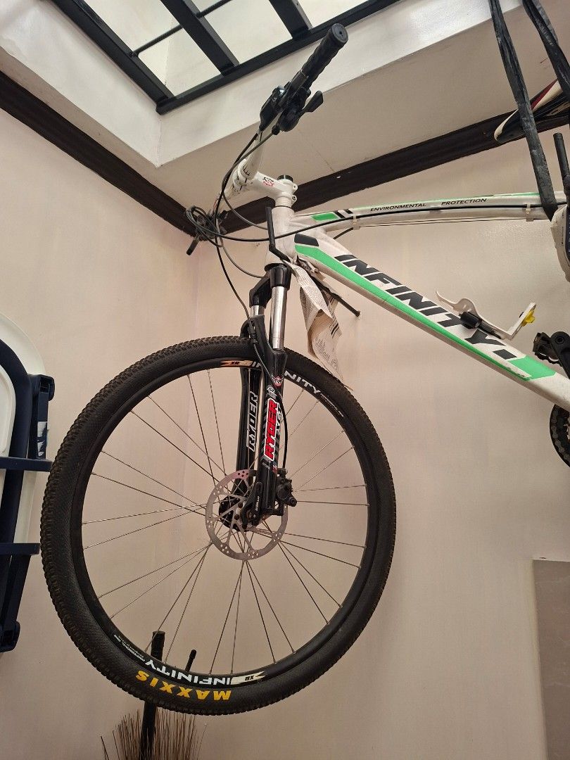 Infinity Mountain Bike (Category: Bicycles) located in Manila. Submitted by cavitelady.1315 (Listing ID 1435586976, Image 2). Description: - Infinity bike - Disc brakes - Maxxis tires - Ryder XGT front suspension fork - Slightly used only within the subdivision - RFS: No longer being used.