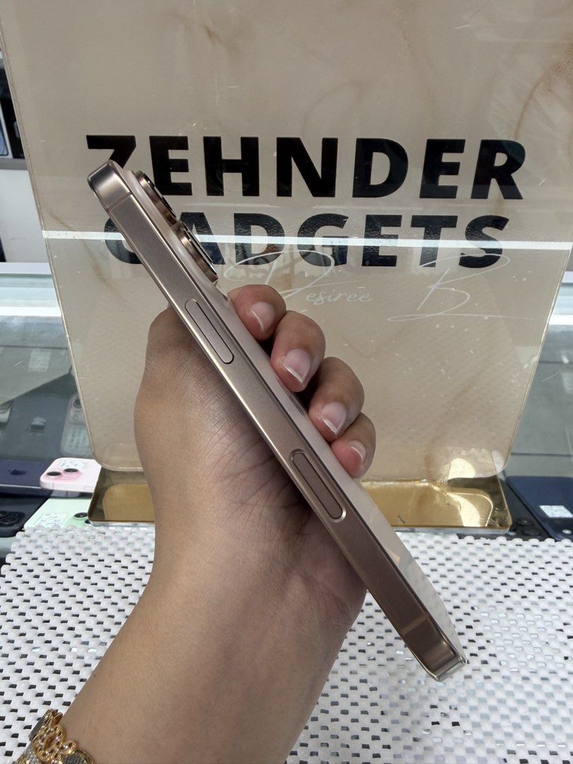 iPhone 16 PRO 128GB GLOBELOCKED (NTC APPROVED) (Category: iPhone 16 Series) located in San Juan City. Submitted by desireebayal96 (Listing ID 1435605963, Image 3). Description: iPhone 16 PRO (DESERT TITANIUM) * NTC APPROVED * GLOBELOCKED (PWEDE IPA OPENLINE) * 128GB * 92% BATTERY HEALTH * 98% SMOOTH * NO ISSUE * NO HISTORY OF REPAIR * NOT REFURBISHED * WORKING FACE ID & TRUETONE * WITH CORD TYPE-C OPEN FOR COD SAME DAY DELIVERY PLUS SHIPPING FEE 