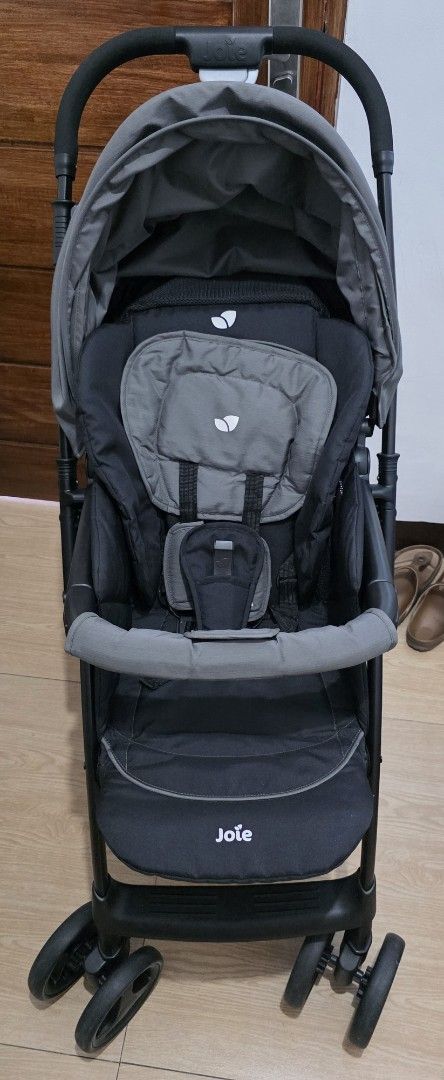 Joie Mirus Stroller (Category: Strollers) located in Manila. Submitted by pre.loved.declutterx (Listing ID 1435596774, Image 3). Description: - Features a stylish gray canopy and black seat - Includes a convenient storage basket - Comfortable handle for easy pushing - Stable and maneuverable with four wheels - Joie logo visible - Well-maintained and ready to use Like new • negotiable buy with Akeeva 360 Rotate Isofix Car Seat (Swivel) for ₽9,000!