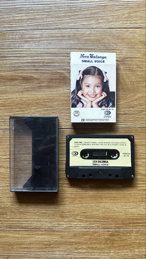 Lea Salonga Small Voice Cassette Tape (Category: CDs & DVDs) located in Paranaque City. Submitted by safedolphin.dc2bd2 (Listing ID 1435662821, Image 1). Description: - Vintage Lea Salonga Small Voice cassette tape. (1981) - Lea Salonga’s Debut album - From personal collection - Features tracks like When You Wish Upon A Star, Someone’s Waiting For You, Mama - Includes the cassette tape and the original case with the album art and tracklist - Clea