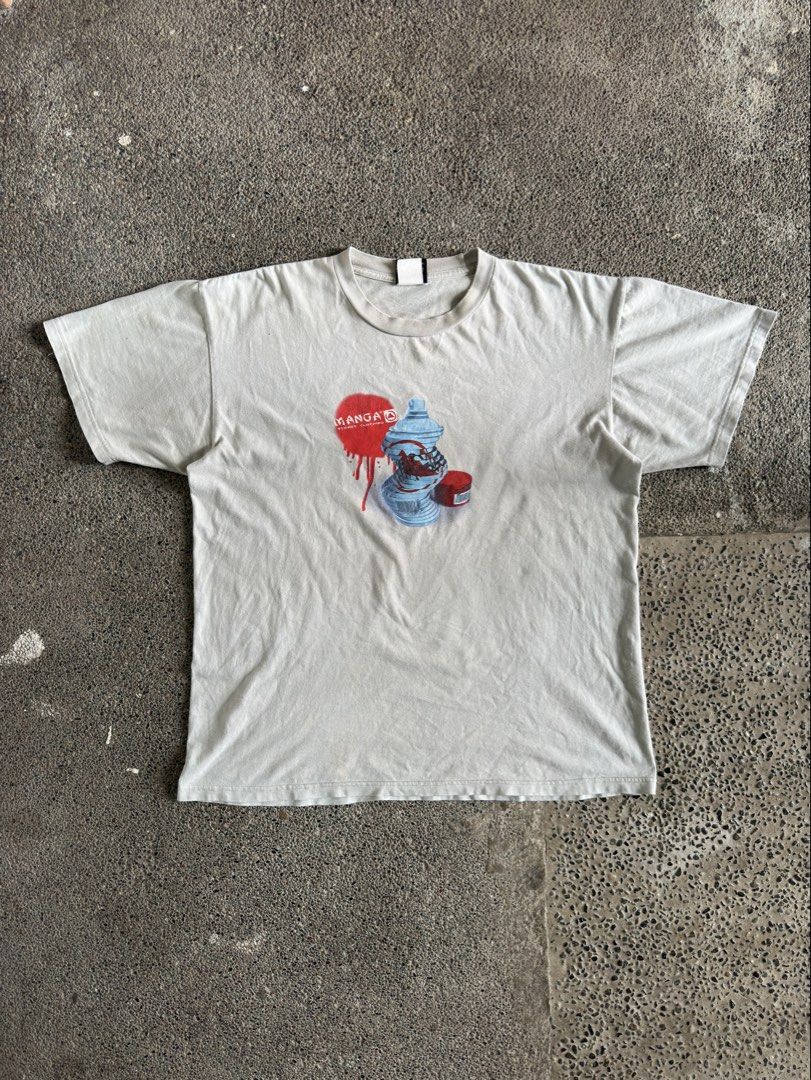 Manga Streetwear Tee (Category: Tshirts & Polo Shirts ) located in Baguio. Submitted by deadshirtph (Listing ID 1435685103, Image 2). Description: Good condition Width 22” Length 27” Color rate: 8/10 Issue/s: stains (back) 📌 Already washed 📌 Manage your expectations (some issues may not be seen or indicated) 💰 MOP: Gcash 🇵🇭 MOD: J&T (can do nationwide shipping) 📌 Buyer will shoulder shipping fee 📍 if from Baguio: drop off FEEL FREE TO CHEC