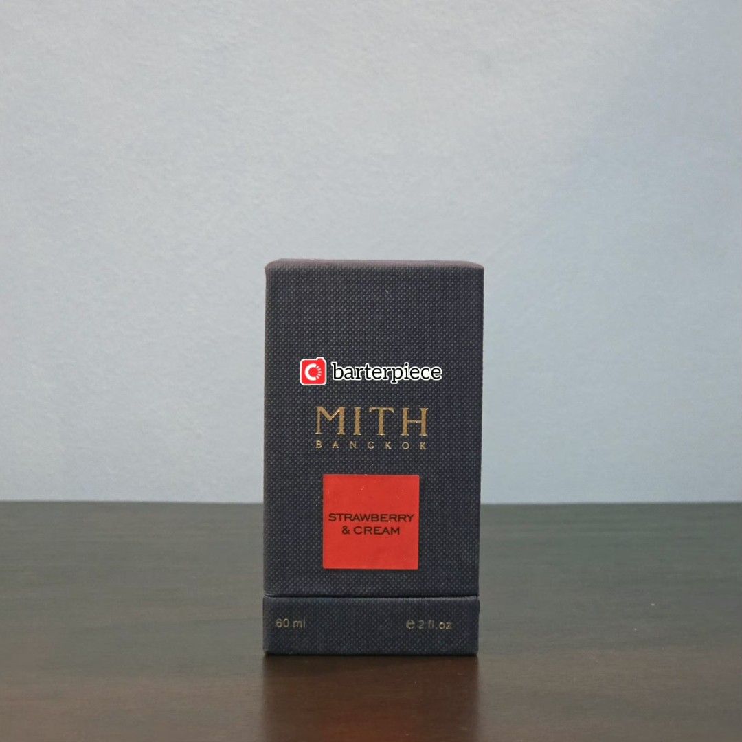 MITH Bangkok Strawberry & Cream (Eau de Parfum) (Category: Fragrance & Deodorants) located in Quezon City. Submitted by barterpiece (Listing ID 1435614784, Image 3). Description: ❌️ Last price posted. Won't entertain lower offers. MITH Strawberry & Cream — 60 mL • ~45-50 mL remaining / 60 mL • Full presentation 📍 Diliman, Quezon City 💳 MOP: Maribank 🚚 MOD: Grab, Lalamove, LBC, J&T Notes: • Used but well cared for; bottle/box may show signs of 