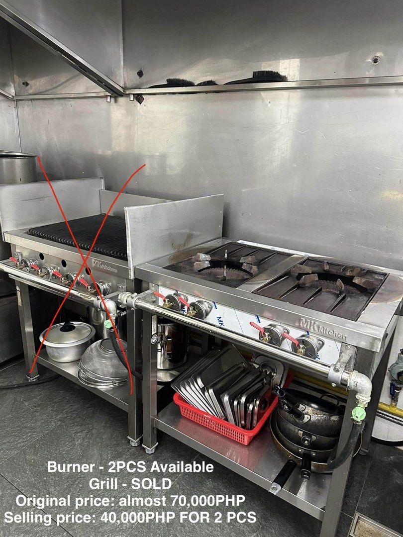 MK Kitchen Smoker, Burner - 2PCS Available (Category: Cookware & Accessories) located in Makati City. Submitted by __npc__ (Listing ID 1435632838, Image 1). Description: - Two MK Kitchen stainless steel burners - Ideal for commercial kitchens and restaurants - Selling Price: 40,000 PHP (Original Price: almost 70,000 PHP) -20,000 each - Grill sold.