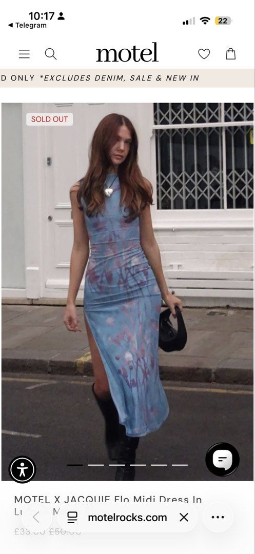 motel rocks flo midi dress in lumen blue, Women's Fashion, Dresses & Sets,  Dresses on Carousell