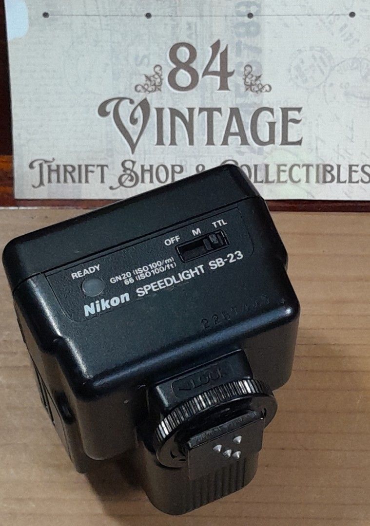 Nikon Speedlight SB-23 (Category: Flashes) located in Las Pinas. Submitted by 84vintage (Listing ID 1435702878, Image 3). Description: Actual photos posted. Please examine them carefully as they are part of the description. --📌 MUST READ Before Dealing with us 📌-- ⚠️Price is posted. No lowballs please. ⚠️Vintage items are only sold As Is Where Is. If you want new items without any flaws, you can buy at the mall. Please manage your expectations.